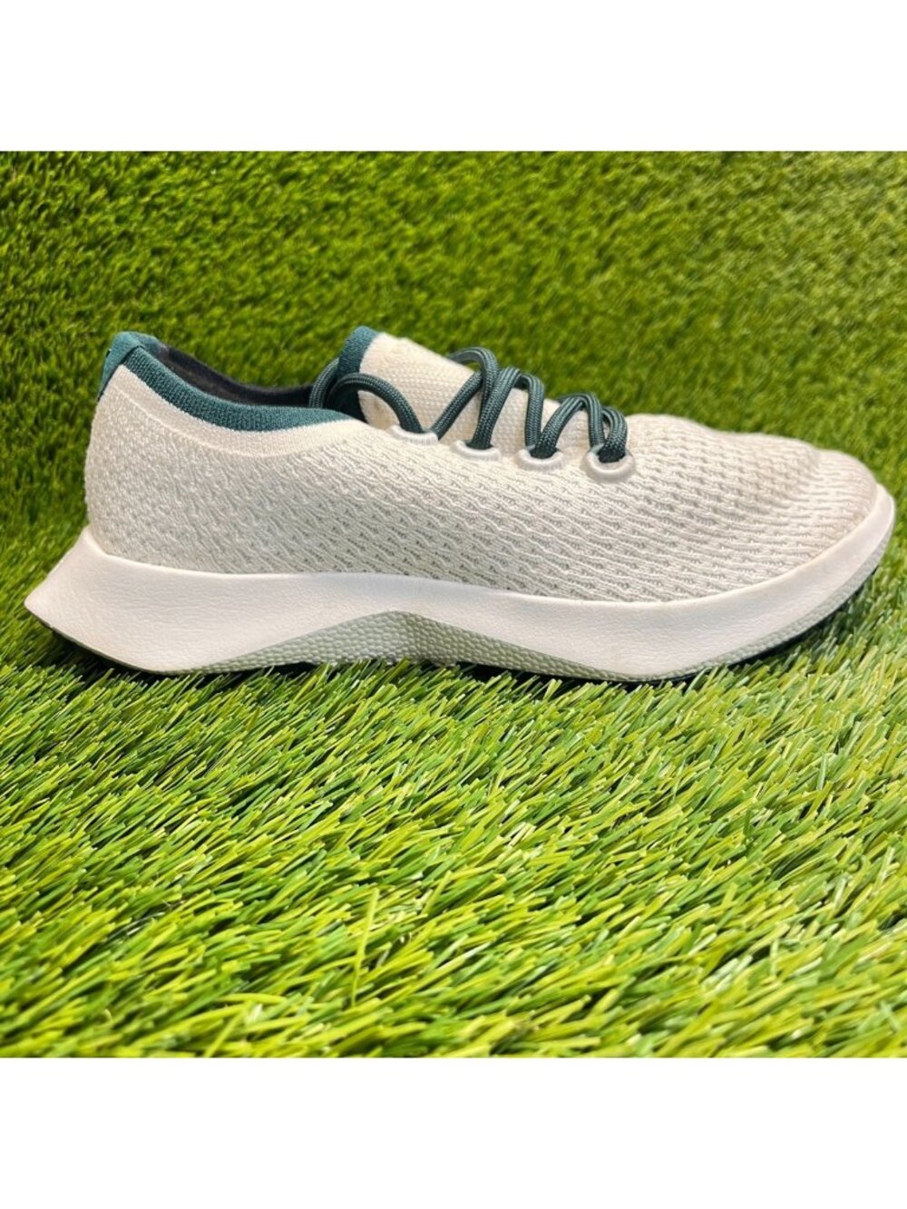 Allbirds Tree Dasher 2 Women Size 7.5 White Green Running Walking Shoes Sneakers